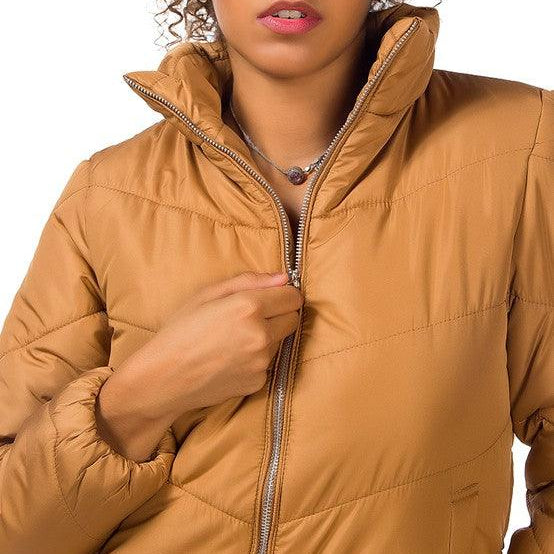 Women's Coats & Jackets Womens Waist Length Puffer Jackets Stand Collar