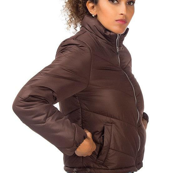 Women's Coats & Jackets Womens Waist Length Puffer Jackets Stand Collar