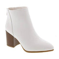 Stylish womens white ankle boots with a chic design and a stylish block heel for versatile outfits