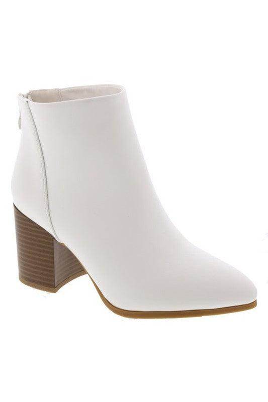 Stylish womens white ankle boots with a chic design and a stylish block heel for versatile outfits