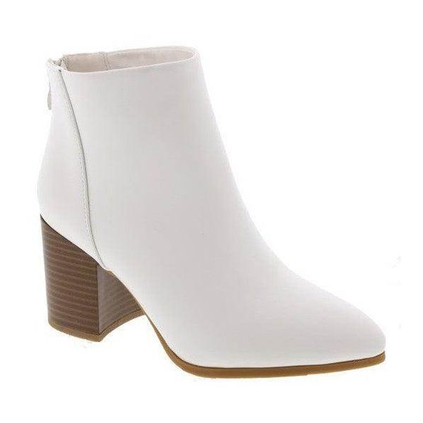 Stylish womens white ankle boots with a chic design and a stylish block heel for versatile outfits