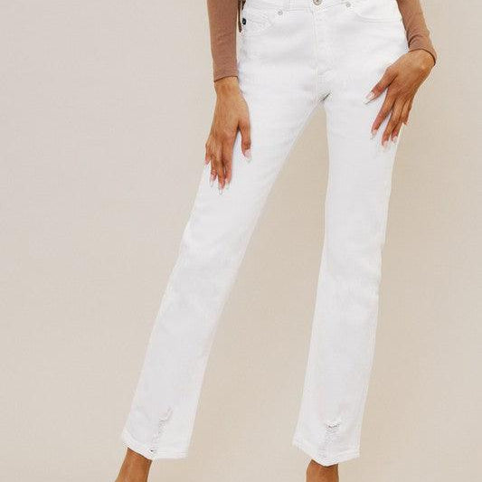 Women's Jeans Womens White High Rise Slim Straight Jeans