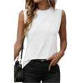 YNIQUE womens white pleated tank top with stylish design and sleeveless fit for summer fashion