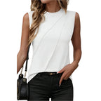 YNIQUE womens white pleated tank top with stylish design and sleeveless fit for summer fashion