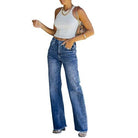 Women's Jeans Womens Wide Leg Denim Jeans High Waisted Raw Hem Design