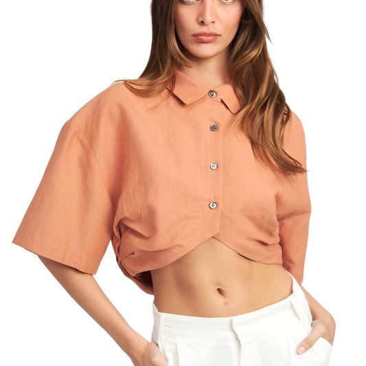 Women's Shirts Womens Wide Sleeve Cropped Shirt