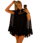Elegant Mini Dress with Cape for Vacation Chic