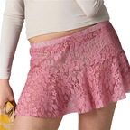 Women’s Pink Mini Skirt Lace for Vacation Outfits