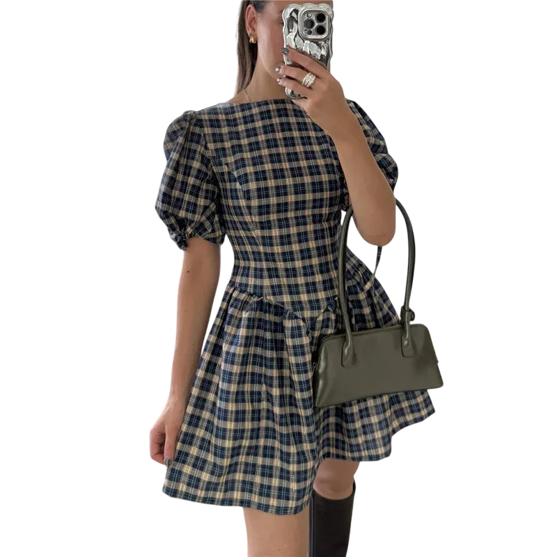 Mini Dress with Puff Sleeves for Women