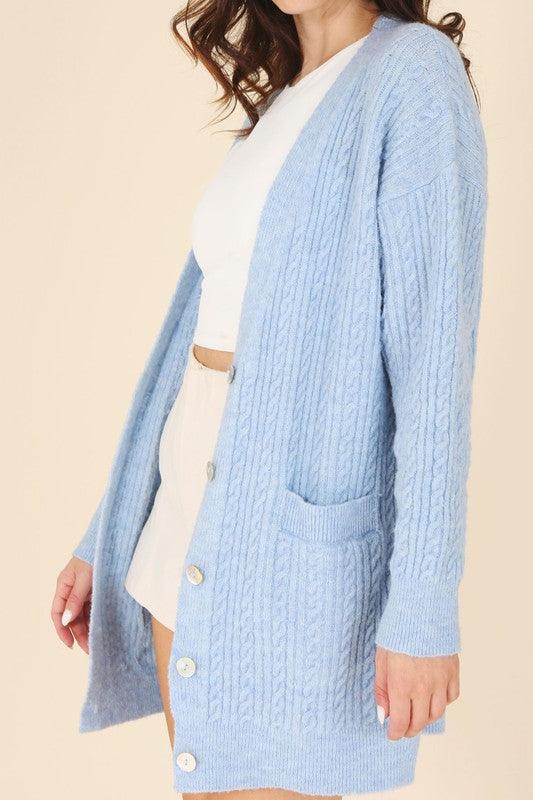 Women's Sweaters - Cardigans Wool blended cable knitted cardigan