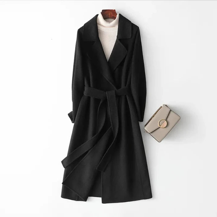 women's black woolen coat, stylish for winter wear