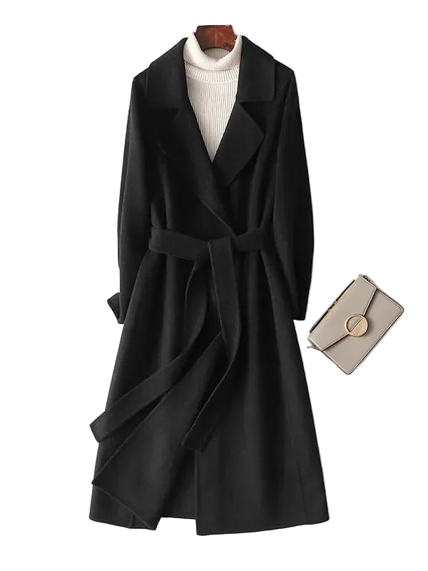 Women's black woolen coat for stylish winter wear