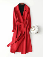 Women's red woolen coat for stylish winter outfits