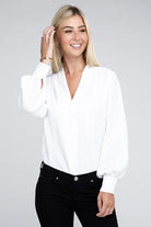 Women's Shirts Woven Airflow V-Neck Long Sleeve Top
