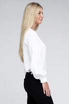 Women's Shirts Woven Airflow V-Neck Long Sleeve Top