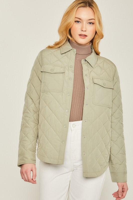 Women's Coats & Jackets Woven Solid Bust Pocket Shacket