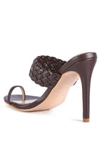 Women's woven strap toe ring sandals in dark brown for stylish elegance