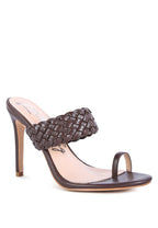 Women's brown woven strap toe ring sandals for stylish summer wear