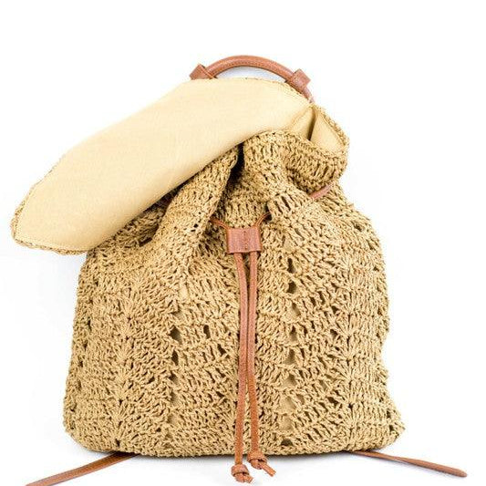 Wallets, Handbags & Accessories Woven Straw Backpack