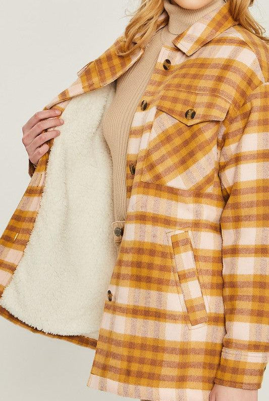 Women's Coats & Jackets Woven Yarn Dye Long Sleeve Shacket
