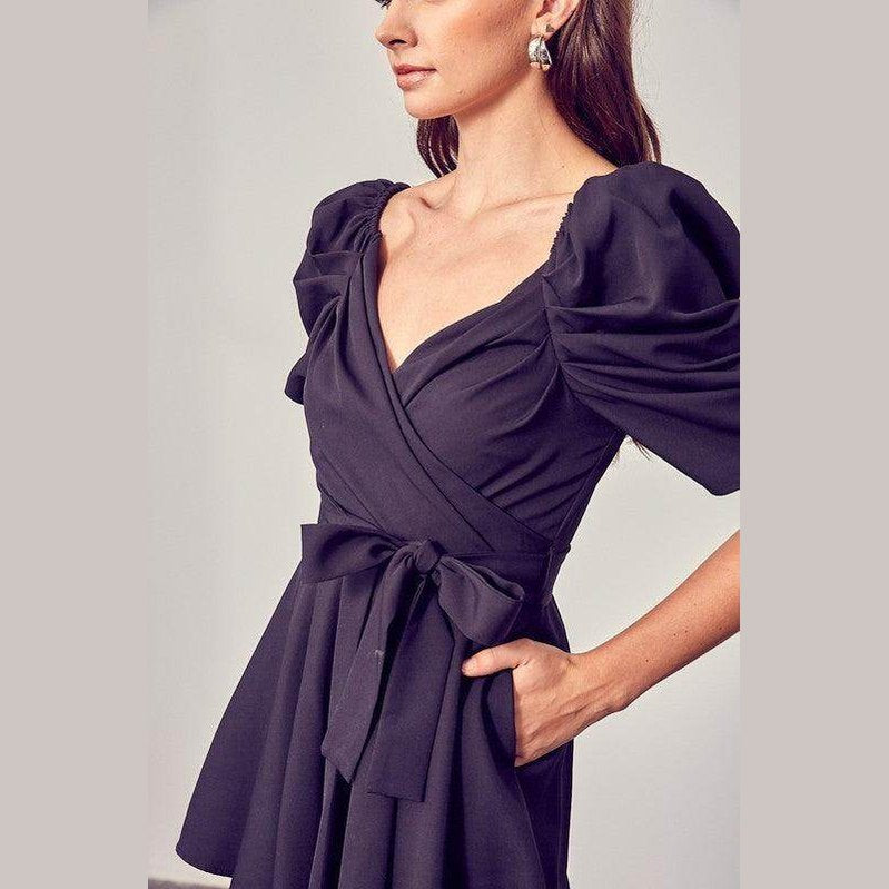 Wrap Front Side Tie Romper - VacationGrabs