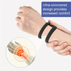 Black wrist brace for carpal tunnel with ulna-uncovered design for comfort
