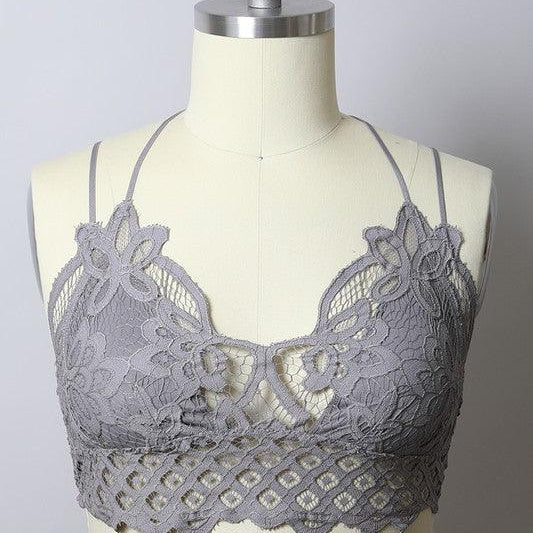 Women's Shirts - Bralettes X-Large Padded Crochet Lace Longline Bralette