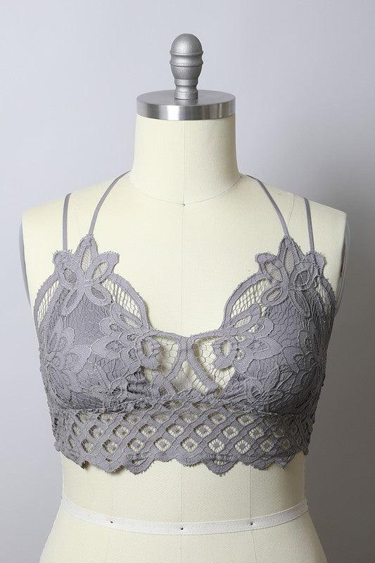 Women's Shirts - Bralettes X-Large Padded Crochet Lace Longline Bralette
