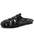 Women's black leather sandals for summer, perfect for casual outings