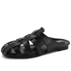Women's black leather sandals for summer, perfect for casual outings