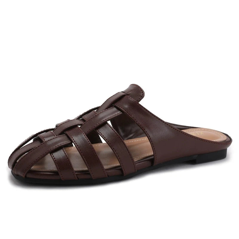 Women's brown leather sandals for summer, perfect for casual outings