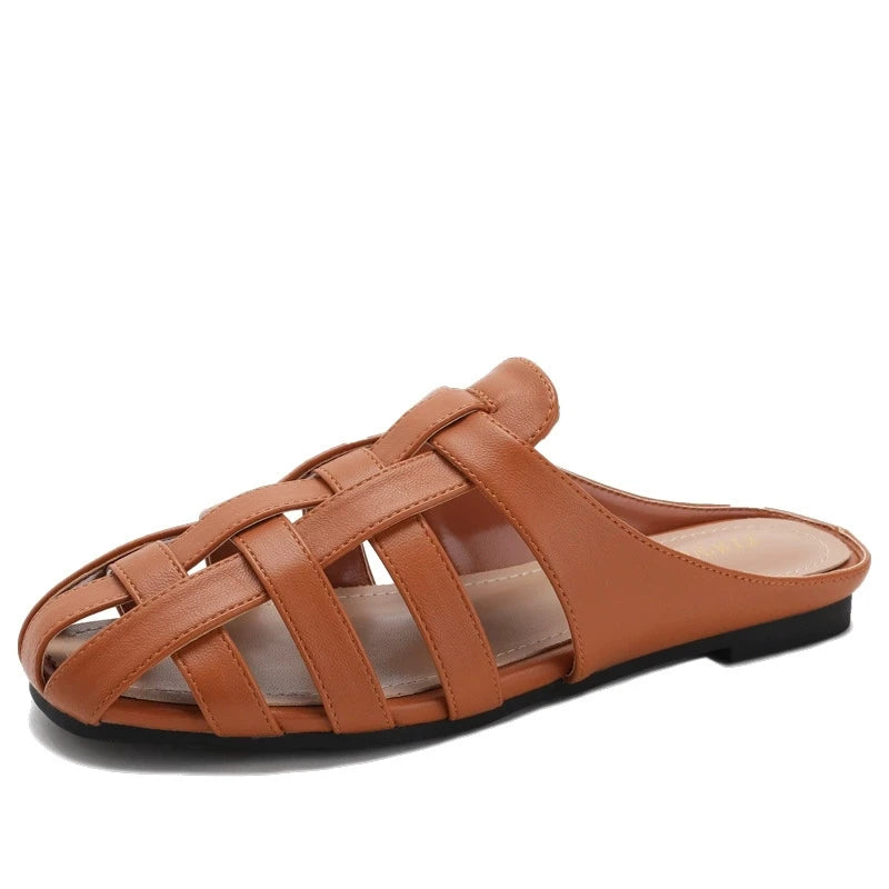 Women's brown leather sandals for summer, perfect for casual outings
