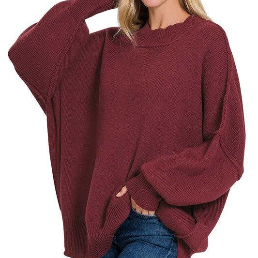 Women's Sweaters XS Side Slit Oversized Sweater