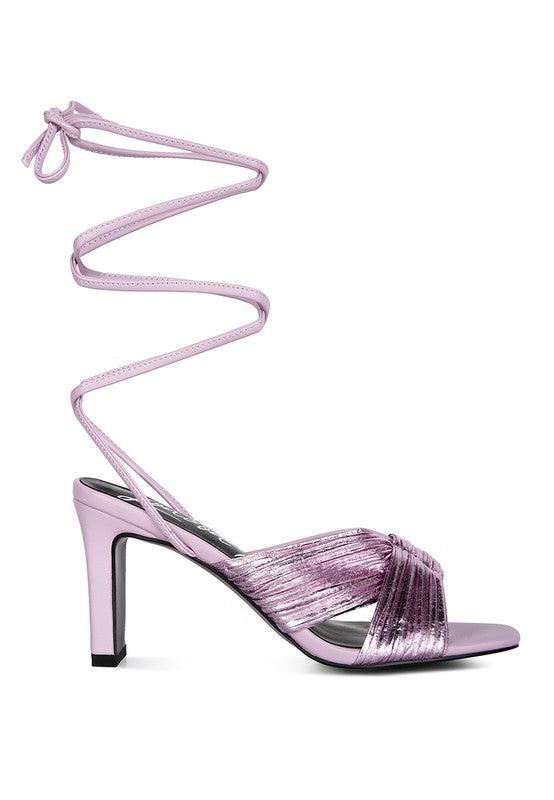 Women's Shoes - Heels Xuxa Metallic Tie Up Block Heel Sandals