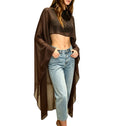 Women's brown sheer shirt, lightweight fabric, y2k aesthetic fashion