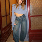 Women's light blue top, y2k aesthetic, perfect for casual outings