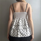 Women's polka dot smocked top for y2k fashion style