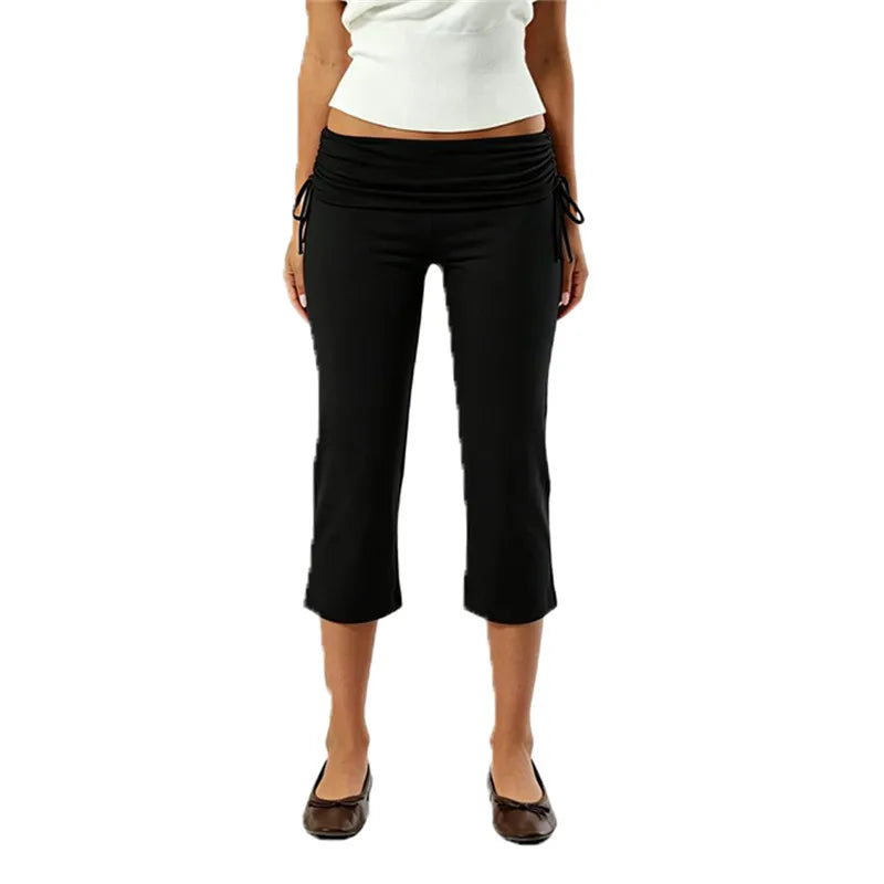Women's black cropped pants, comfortable fit, y2k fashion style