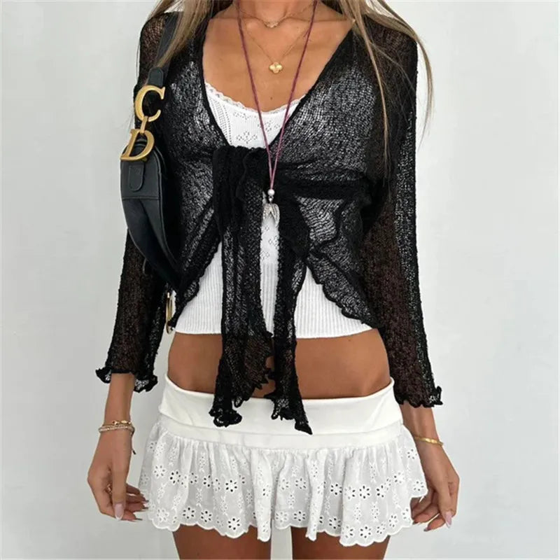 Women's black knit shirt, perfect for y2k fashion style