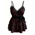 Women's black polka dot shirt, stylish y2k fashion for casual outings
