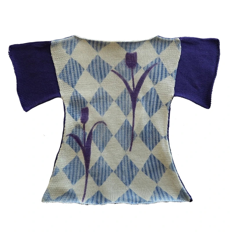 Women's patterned shirt in blue and purple, perfect for y2k fashion