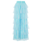 Women's light blue tiered tulle pants, perfect for y2k fashion style