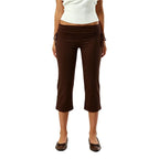 Women's brown fitted pants, soft material, Y2K fashion style