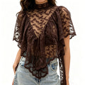 Brown lace top for women, stylish y2k fashion, perfect for casual outings