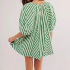 Women's green striped dress by VacationGrabs, perfect for y2k fashion style