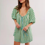 Women's striped green dress, lightweight fabric, perfect for y2k fashion