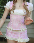Women's pink checked shirt, cute design, y2k fashion, casual wear