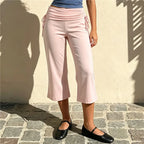 Women's pink cropped pants, soft material, perfect for y2k fashion