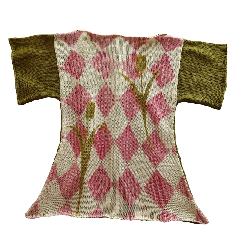 Women's pink and green patterned shirt, perfect for y2k fashion style