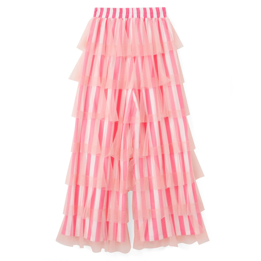 Women's pink layered pants, tulle material, trendy y2k fashion